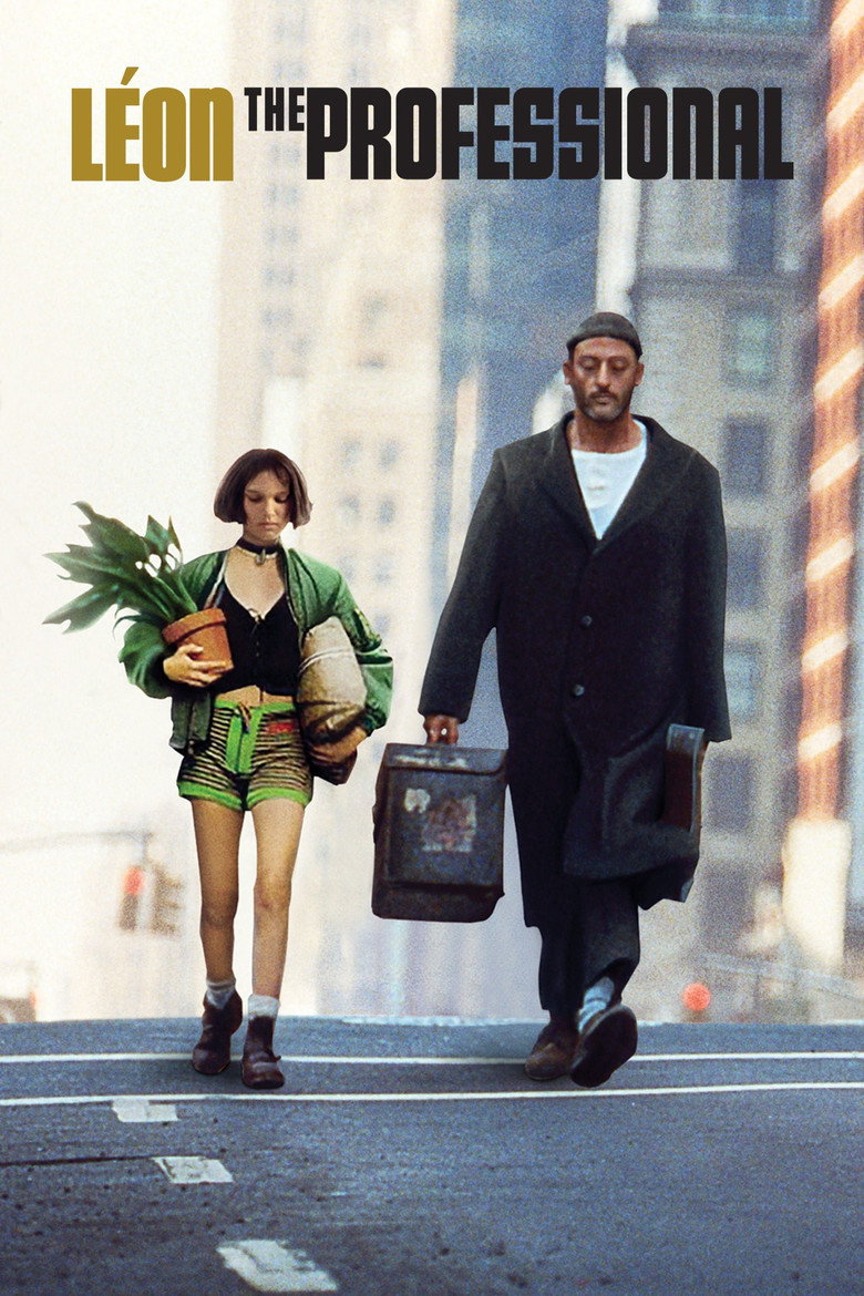 Afiche de la película El Perfecto Asesino con Léon y Mathilda sosteniendo una maceta